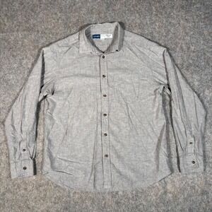 Old Navy Everyday Shirt Mens Large Gray Linen Blend Button Down LS Regular Fit